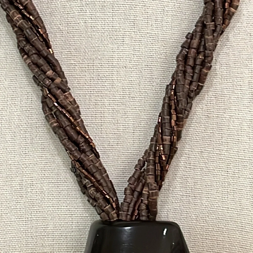 Wooden Beaded vintage tassel necklace